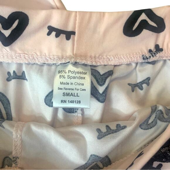 Cute Pink Black Heart Lace Shorts and Sleeveless Top Pajamas Set Pjs Size Small - Picture 7 of 11